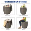 Patio Rattan Cool Bar 12 Gallon 4-In-1 Cocktail Table Side Table