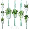 Macrame Plant Hanger With Hooks Different Tiers Handmade Cotton Rope Hanging Planters Set Flower Pots Holder Hanger Stand Indoor Outdoor Boho Home Dec