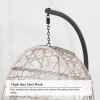 Patio Wicker Swing Egg Chair Basket Rattan Teardrop Hanging Lounge Chair With Stand And Cushions