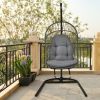 Hanging Wicker Egg Chair With Stand And Cushion