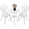 3-Piece Bistro Table Set, Cast Aluminum Outdoor Bistro Furniture Set, Patio Bistro Sets With Small Round Table And 2 Chairs For Porch, Lawn, Garden, B