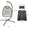 Swing Egg Chair  Stand Indoor Outdoor Wicker Rattan Patio Basket Hanging Chair With C Type Bracket