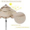 3 Tiers And 8 Ribs Outdoor Umbrella With 32 Led Lights,Patio Table Umbrella With Push Button Tilt And Crank,Beige