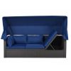 Outdoor Patio Rectangle Daybed With Retractable Canopy, Wicker Furniture Sectional Seating With Washable Cushions, Backyard, Porch