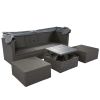 Outdoor Patio Rectangle Daybed With Retractable Canopy, Wicker Furniture Sectional Seating With Washable Cushions, Backyard, Porch
