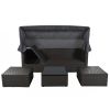 Outdoor Patio Rectangle Daybed With Retractable Canopy, Wicker Furniture Sectional Seating With Washable Cushions, Backyard, Porch
