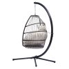 Hanging Egg Swing Chair With Stand Hammock Chair With Soft Cushion And Pillow For Backyard, Garden, Patio Xh