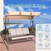 3 Person Patio Swing Seat With Adjustable Canopy For Patio, Garden, Poolside, Balcony