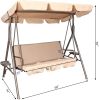 Outdoor 2-Seat Swing With Teapoy Weather Resistant Canopy Powder Coated Steel Frame Patio Swinging Hammock With  Stand And Removable Cushion