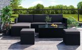 Large Outdoor Wicker Sofa Set, Pe Rattan, Movable Cushion, Sectional Lounger Sofa, For Backyard, Porch, Pool, Beige