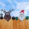 Christmas Ornament Santa Claus Reindeer Fence Decor Outdoor Christmas Fence Decoration