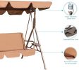 Outdoor 2-Seat Swing With Teapoy Weather Resistant Canopy Powder Coated Steel Frame Patio Swinging Hammock With  Stand And Removable Cushion