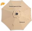 9 Ft Market Outdoor Aluminum Table Umbrella With Solar Led Led Lights And Push Button Tilt