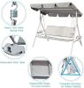 3 Person Patio Swing Seat With Adjustable Canopy For Patio, Garden, Poolside, Balcony