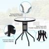 Garden Furniture Outdoor Patio Bistro 3 Pieces Set Of Round Table And Folding Chairs