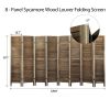 Sycamore Wood 8 Panel Screen Folding Louvered Room Divider