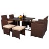 Backyard Garden Pe Wicker For 8 People Dining Table Set