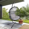 Hanging Chair, Indoor Outdoor Hanging Egg Chair With Stand, Durable Wicker Porch Swing Hammock Chair Sets, Heavy Duty Uv Protective Frame And Waterpro