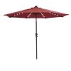 Backyard Patio Pool 9Ft Tilt And Crank Outdoor Umbrella With Solar Powered Led Lighted