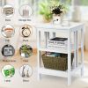 Set Of 2 Multifunctional 3-Tier Nightstand Sofa Side Table With Reinforced Bars And Stable Structure