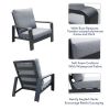 Aluminum Outdoor Patio Furniture Set, Modern Patio Conversation Sets, Outdoor Sectional Metal Sofa With 5 Inch Cushion And Coffee Table For Balcony, G