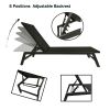 Outdoor 2-Pcs Set Chaise Lounge Chairs, Five-Position Adjustable Aluminum Recliner, All Weather For Patio, Beach, Yard, Pool Rt