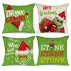 18X18 In Of For Christmas Decorations Green Buffalo Plaid Grinch Christmas Pillow Covers