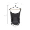 Tassel Hammock Chair Hanging Rope Swing Seat With 2 Cushions