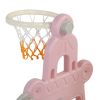 Children Slide Swing Set, 3-In-1 Combination Activity Center Freestanding Slides Playset For Kids Indoor Toddler Climbing Stairs Toy With Basketball H