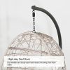Patio Wicker Swing Egg Chair Basket Rattan Teardrop Hanging Lounge Chair With Stand And Cushions