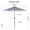 Outdoor Patio 8.7-Feet Market Table Umbrella With Push Button Tilt And Crank, Red Stripes With 24 Led Lights[Umbrella Base Is Not Included] Rt