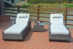 Direct Wicker Outdoor 3Pcs Deluxe Patio Adjustable Wicker Rattan Chaise Lounge Set With Cushions And Table