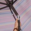 Outdoor Patio 8.7-Feet Market Table Umbrella With Push Button Tilt And Crank, Red Stripes With 24 Led Lights[Umbrella Base Is Not Included] Rt