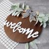 Welcome Wreath Sign For Front Door Porch Decor Farmhouse Front Door Wreath Rustic Style - Round Hanging Spring Summer Christmas Decoration For Home In