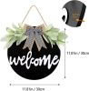Welcome Wreath Sign For Front Door Porch Decor Farmhouse Front Door Wreath Rustic Style - Round Hanging Spring Summer Christmas Decoration For Home In