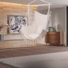 Tassel Hammock Chair Hanging Rope Swing Seat With 2 Cushions