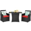 3 Pieces Patio Rattan Furniture Set With Cushion And Sofa Armrest