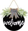 Welcome Wreath Sign For Front Door Porch Decor Farmhouse Front Door Wreath Rustic Style - Round Hanging Spring Summer Christmas Decoration For Home In