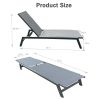 Outdoor 2-Pcs Set Chaise Lounge Chairs, Five-Position Adjustable Aluminum Recliner, All Weather For Patio, Beach, Yard, Pool Rt