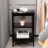 Set Of 2 Multifunctional 3-Tier Nightstand Sofa Side Table With Reinforced Bars And Stable Structure