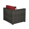 Outdoor Garden Patio Furniture 6-Piece Brown Pe Rattan Wicker Sectional  Cushioned Sofa Sets