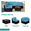 Outdoor Garden Patio Furniture 6-Piece Brown Pe Rattan Wicker Sectional  Cushioned Sofa Sets