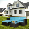 Outdoor Garden Patio Furniture 5-Piece Brown Pe Rattan Wicker Sectional Cushioned Sofa Sets