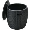 9.5 Gallon 4-In-1 Patio Rattan Cool Bar Cocktail Table Side Table Xh