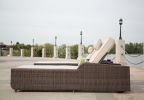 Direct Wicker Outdoor 3Pcs Deluxe Patio Adjustable Wicker Rattan Chaise Lounge Set With Cushions And Table