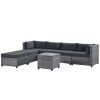 7 Piece Rattan Sectional Seating Group With Cushions, Outdoor Ratten Sofa New!