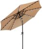 9 Ft Market Outdoor Aluminum Table Umbrella With Solar Led Led Lights And Push Button Tilt