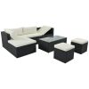 Large Outdoor Wicker Sofa Set, Pe Rattan, Movable Cushion, Sectional Lounger Sofa, For Backyard, Porch, Pool, Beige
