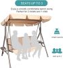 Outdoor 2-Seat Swing With Teapoy Weather Resistant Canopy Powder Coated Steel Frame Patio Swinging Hammock With  Stand And Removable Cushion