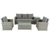 5 Piece Rattan Sectional Seating Group With Cushions And Table, Patio Furniture Sets, Outdoor Wicker Sectional